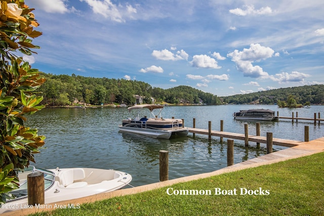 view of dock featuring a water view