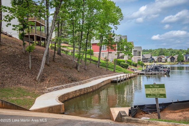 view of dock featuring a water view