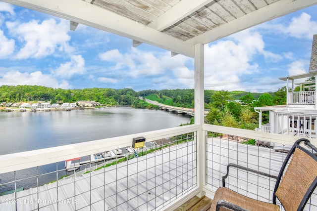 balcony with a water view