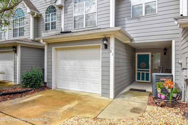 exterior space with a garage