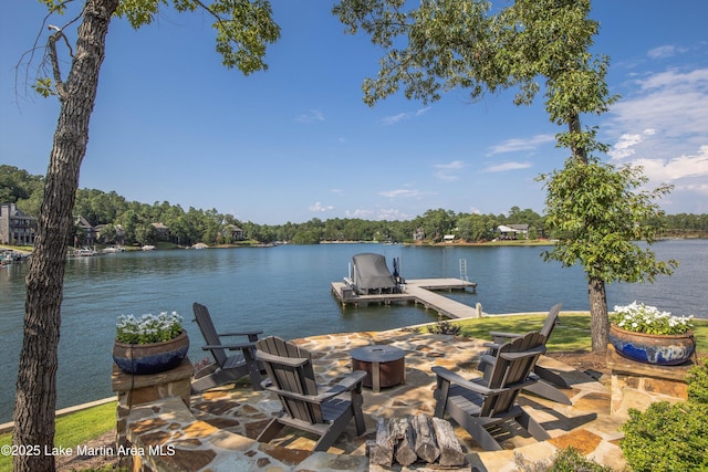20 Heart Pine Ln, Dadeville, AL 36853 - dock area with a water view and a fire pit