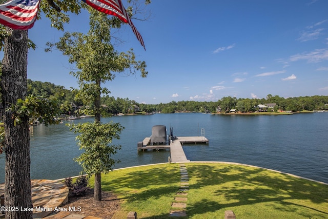 20 Heart Pine Ln, Dadeville, AL 36853 - dock area with a water view and a lawn