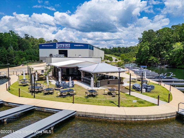 48 Stoneview Summit Ct Unit 2401, Dadeville, AL 36853 - dock with a gazebo, a water view, a yard, and a wooded view