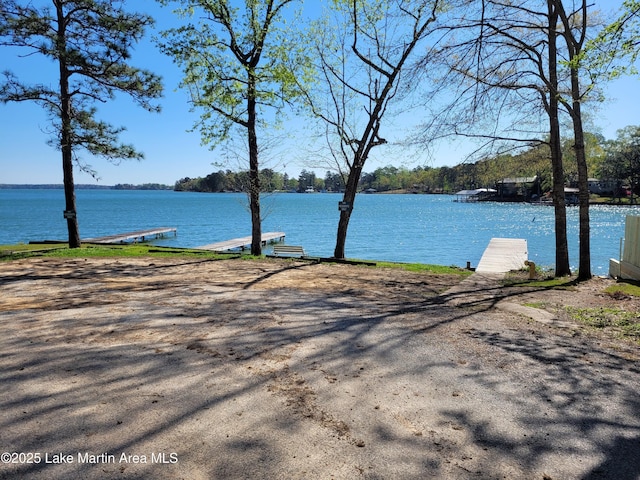 property view of water featuring a boat dock