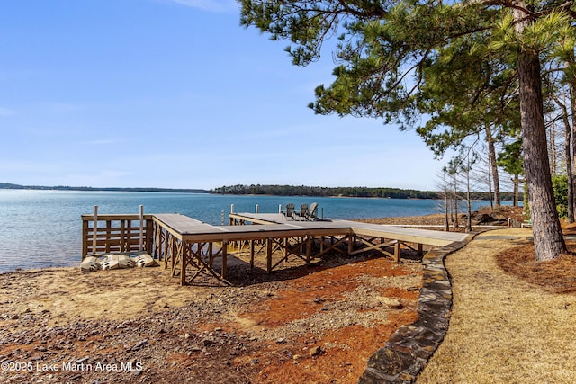 dock area featuring a water view