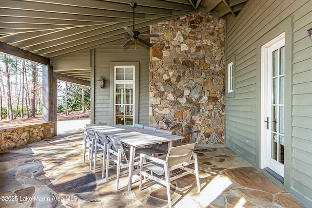 view of patio / terrace featuring ceiling fan