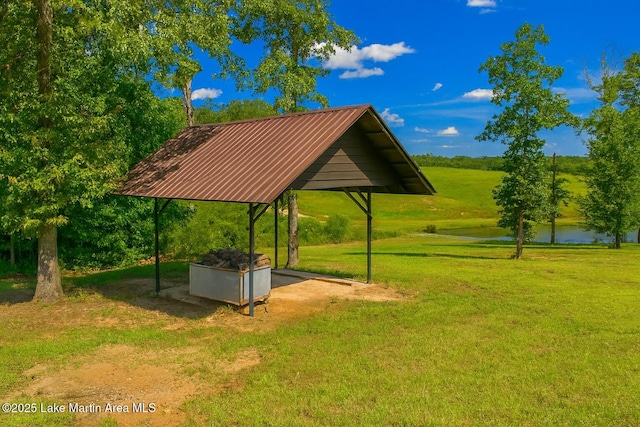 572 Newman Rd, Alexander City, AL 35010 - view of property's community featuring a water view, a lawn, and a detached carport