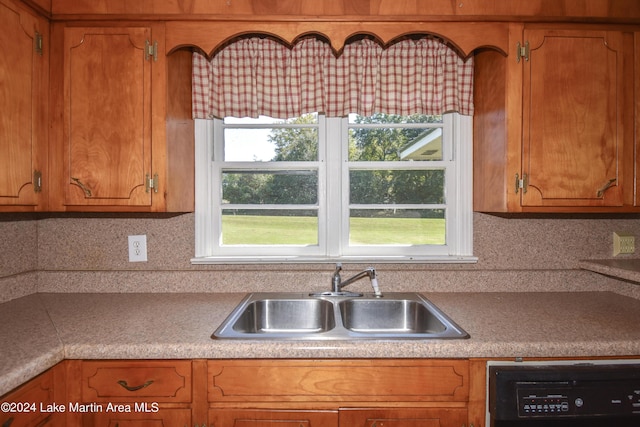 kitchen featuring dishwasher, tasteful backsplash, and sink