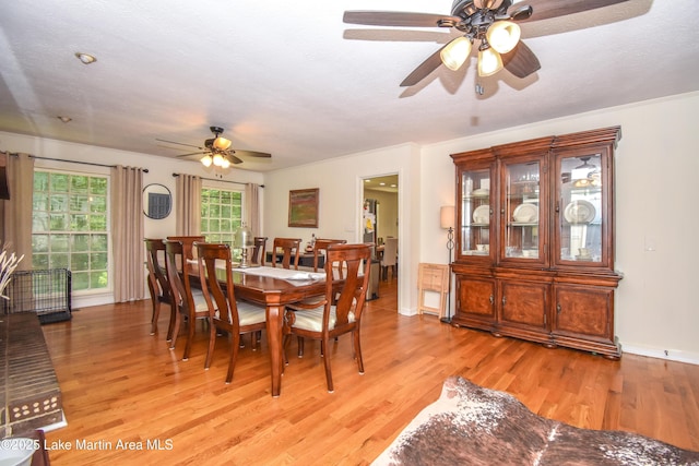 514 Sleepy Holw, Alexander City, AL 35010 - dining space featuring ceiling fan and light wood finished floors