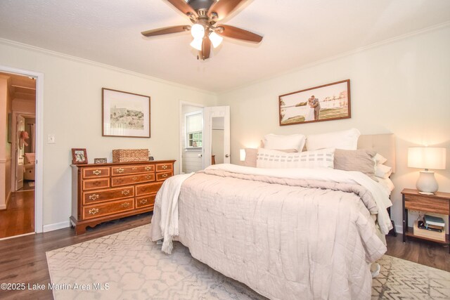 514 Sleepy Holw, Alexander City, AL 35010 - bedroom featuring wood finished floors, crown molding, and ceiling fan