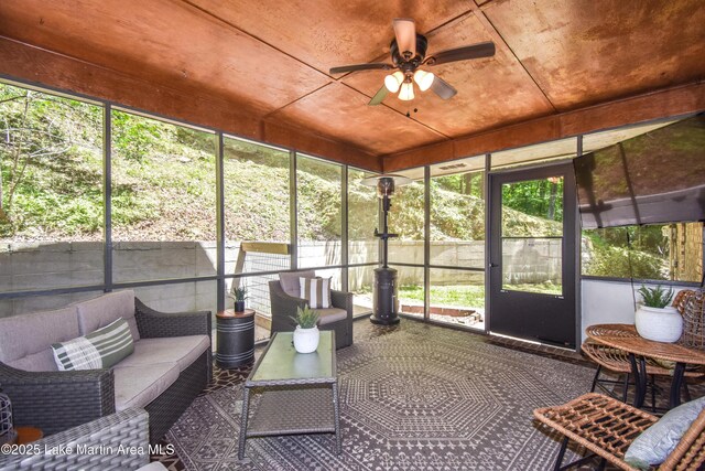 514 Sleepy Holw, Alexander City, AL 35010 - sunroom with ceiling fan, outdoor lounge area, and plenty of natural light