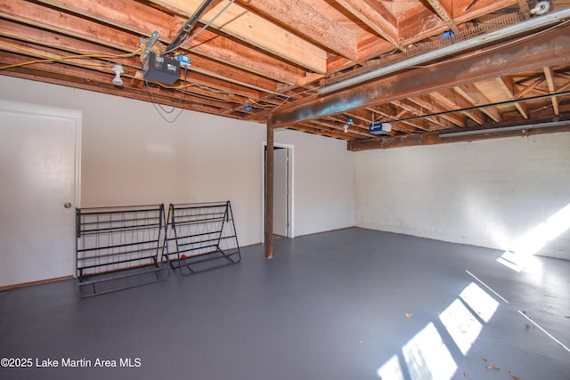 garage with a garage door opener