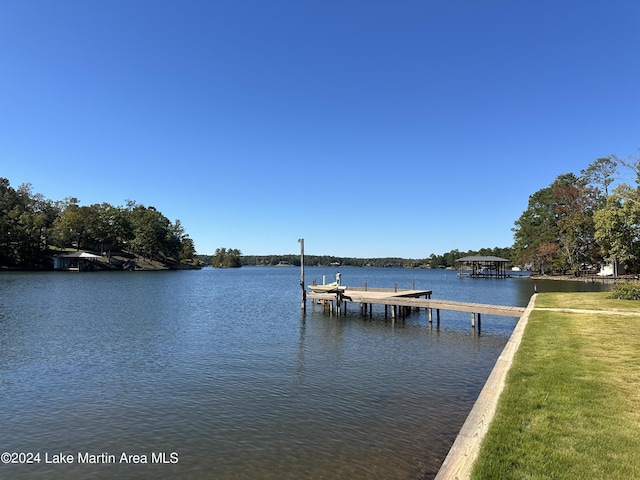 dock area featuring a water view