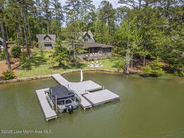 326 Bulgers Mill Loop, Alexander City, AL 35010 - dock area with a water view, a yard, and view of scattered trees