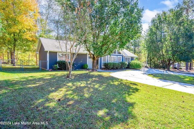 view of front of home with a front yard