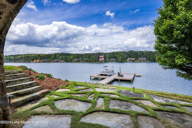 view of dock featuring a water view