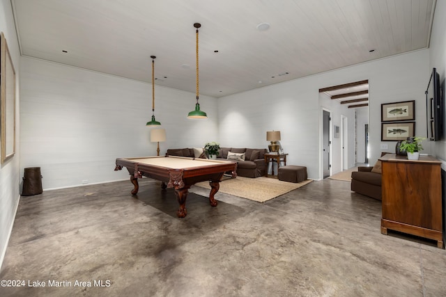 game room featuring concrete floors and pool table