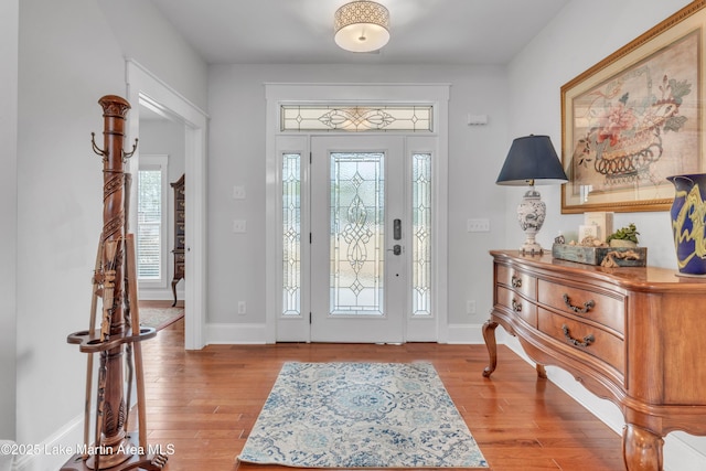 entryway with light wood-type flooring