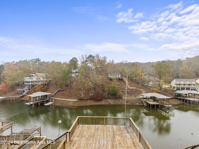 dock area featuring a water view