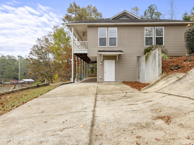 front of property with a carport