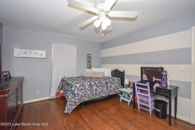 bedroom featuring ceiling fan and hardwood / wood-style floors