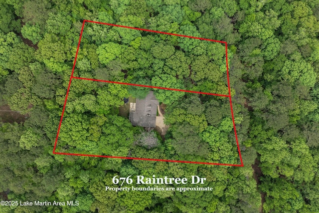 aerial view with a wooded view