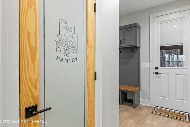 mudroom featuring light wood finished floors