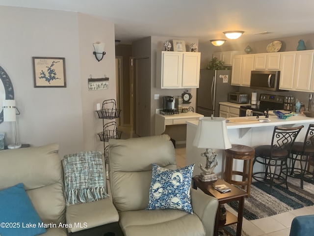 view of tiled living room