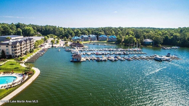 bird's eye view featuring a water view