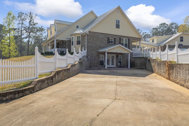 view of front facade with french doors