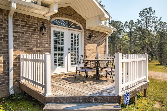 wooden terrace with french doors