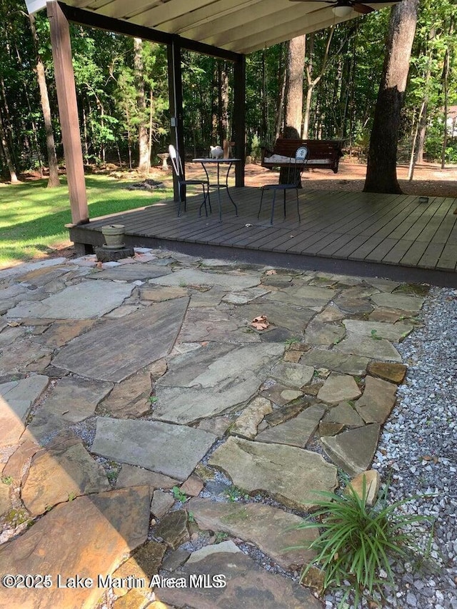 view of patio featuring a wooden deck