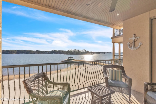 balcony with a water view