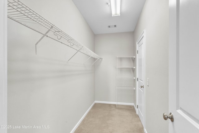 walk in closet featuring carpet and visible vents