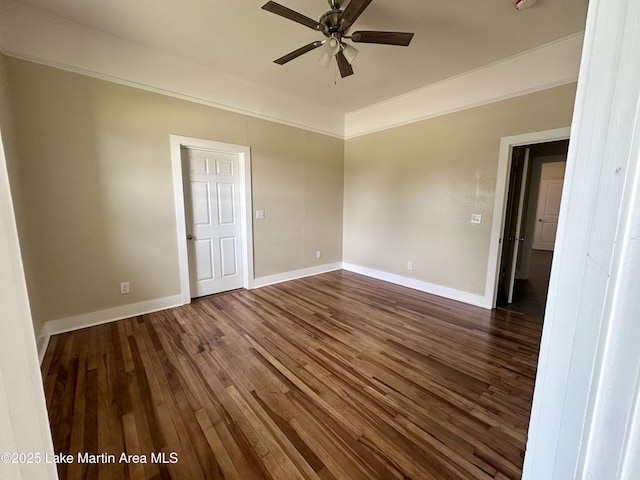 104 Central Blvd, East Tallassee, AL 36078 - unfurnished room with ceiling fan and dark wood-style flooring