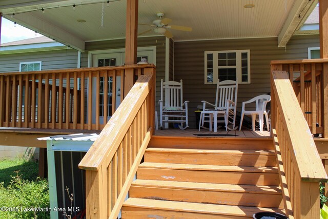 295 Landers Loop, Sylacauga, AL 35150 - deck with ceiling fan and stairs