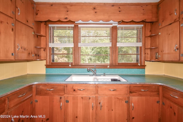 kitchen with tasteful backsplash, sink, and a healthy amount of sunlight