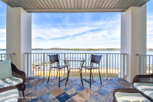 balcony with a water view