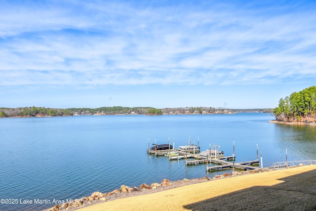 view of dock featuring a water view