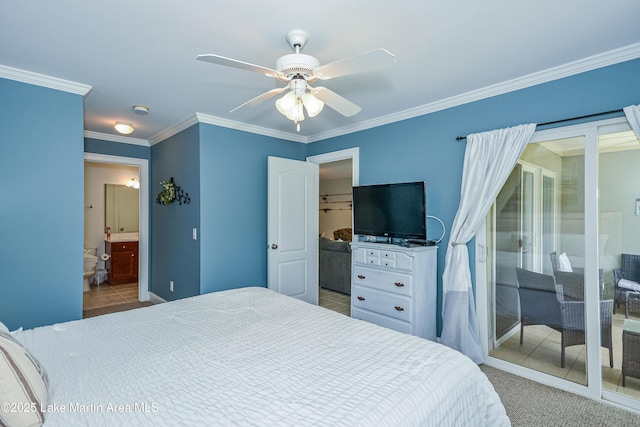 189 Williams Rd Unit # N2, Alexander City, AL 35010 - carpeted bedroom with ornamental molding, ceiling fan, and ensuite bathroom