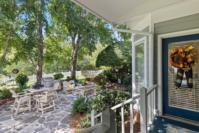 view of patio / terrace featuring a grill