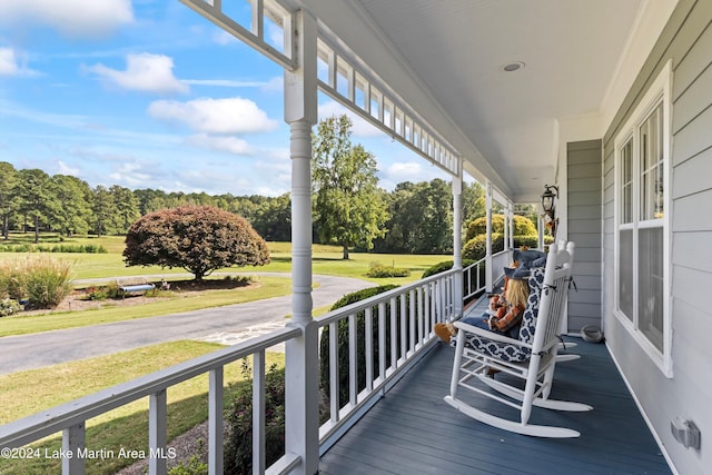 wooden terrace with covered porch