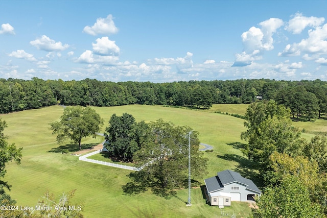 birds eye view of property with a rural view