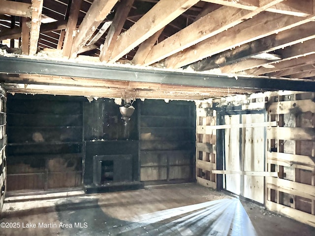 view of unfinished basement