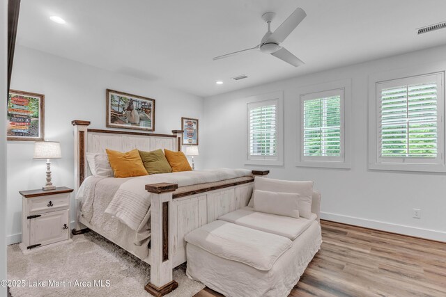 116 Glynmere Park, Alexander City, AL 35010 - bedroom with baseboards, recessed lighting, ceiling fan, and light wood-style flooring