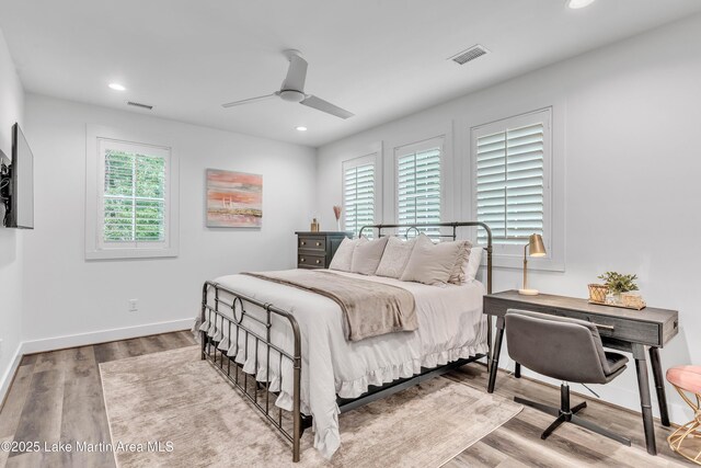 116 Glynmere Park, Alexander City, AL 35010 - bedroom featuring wood finished floors, recessed lighting, an office area, a ceiling fan, and baseboards