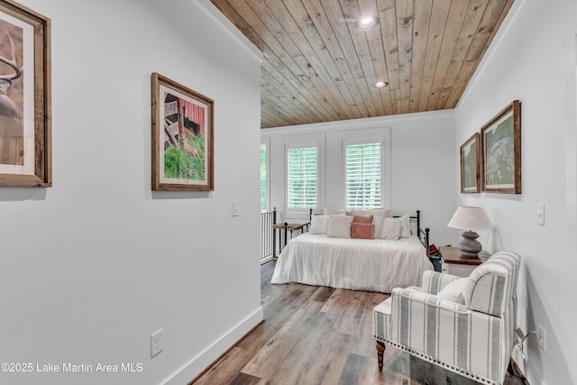 116 Glynmere Park, Alexander City, AL 35010 - bedroom featuring wood ceiling, wood finished floors, recessed lighting, and baseboards