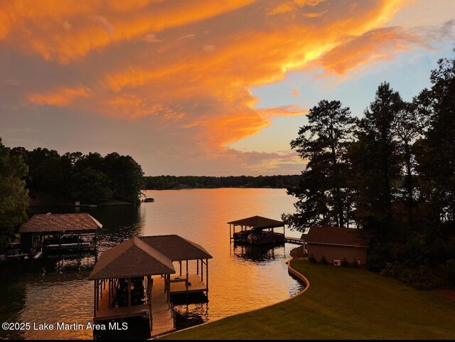 101 Mason Rd, Tallassee, AL 36078 - dock area featuring a water view, a lawn, and boat lift