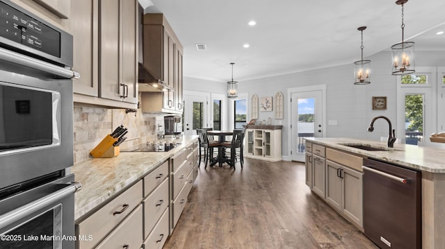 101 Mason Rd, Tallassee, AL 36078 - kitchen with stainless steel appliances, tasteful backsplash, crown molding, and a sink