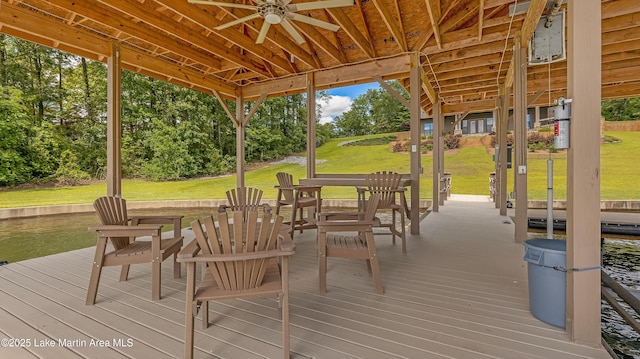 101 Mason Rd, Tallassee, AL 36078 - wooden deck with ceiling fan and a lawn